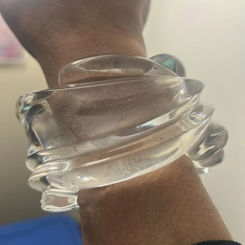 Vintage Mid-Century Modern Chunky Lucite Swirl Cuff Bracelet